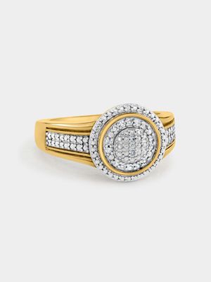 Yellow Gold Diamond & Created White Sapphire Round Ring