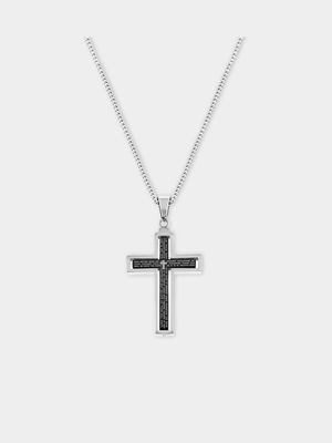 Icon Stainless Steel Two-Tone Puzzle Design Men’s Prayer Cross Pendant