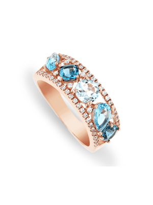 9ct Rose Gold Ocean Ring with Diamond & Topaz