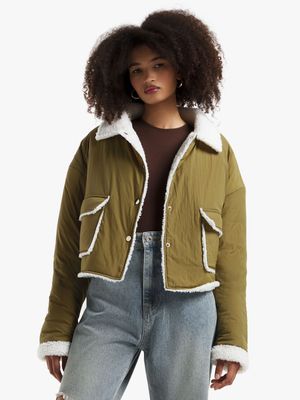 Women's Fatigue Cropped Borg Jacket