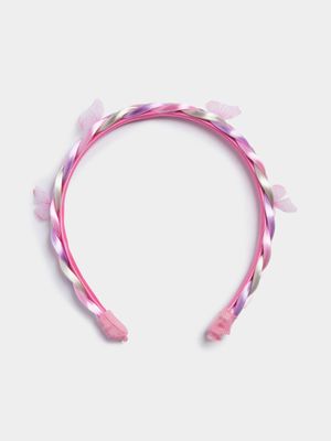 Girl's Pink Plaited Alice Band