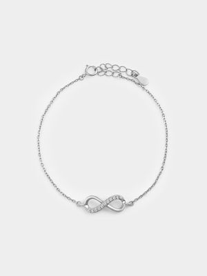 Sterling Silver Cubic Zirconia Kid's Infinity Bracelet