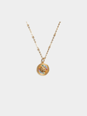 18ct Gold Plated Multi stone Unicorn Pendant on Chain