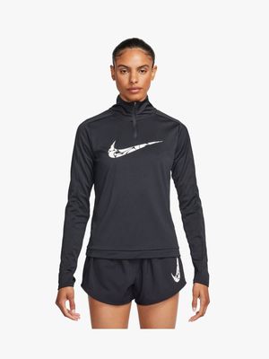 Womens Nike Swoosh Dri-Fit Black 1/4 Zip Top