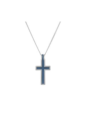 Stainless Steel Blue Centre Men's Cross Pendant