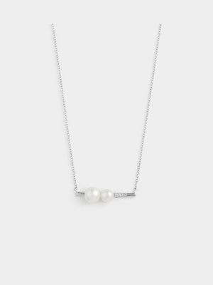 Sterling Silver Freshwater Pearl Bar Pendant