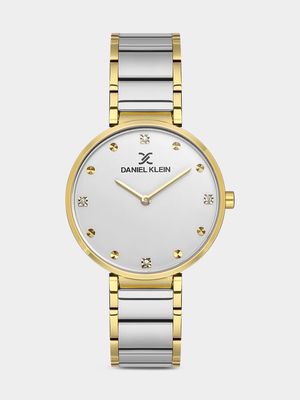 Daniel Klein Gold Plated White Dial Two-Tone Stainless Steel Bracelet Watch