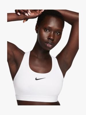 Womens Nike Dri-Fit Swoosh Medium Impact White Bra