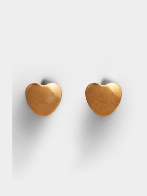 Girl's Gold Heart Stud Earrings