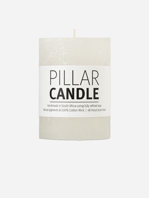 pillar candle rustic white 7.3x10cm