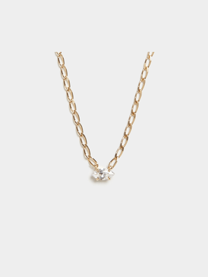 18ct Gold Plated Marquise CZ Pendant on Chain