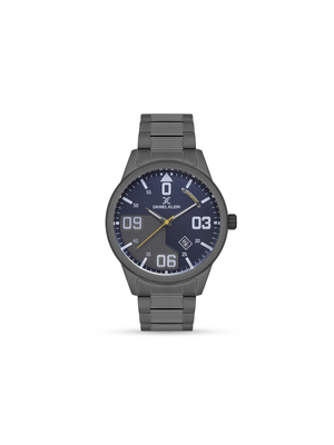Daniel Klein Men's Blue Dial & Gunmetal Toned Bracelet Watch