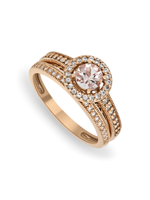 9ct Rose Gold Morganite & Diamond Twinset Ring