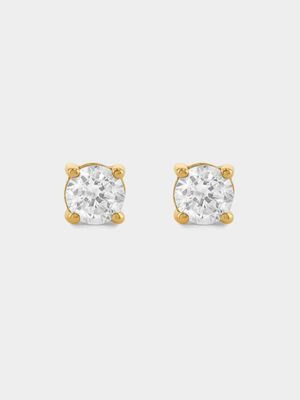 Yellow Gold 0.5ct Moissanite Round Stud Earrings
