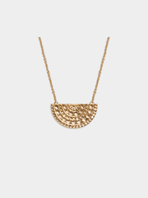 18ct Gold Plated Pattern Half Circle Necklace
