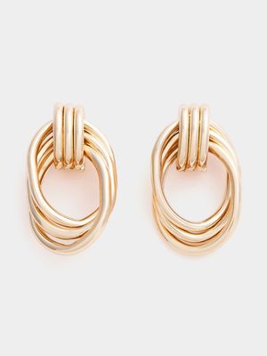 Women's Gold Interlinked Drop Earrings