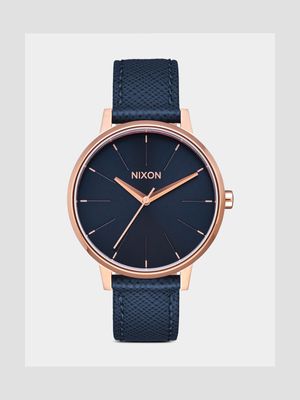 Nixon Women's Kensington Leather Navy & Rose Gold Plated Stainless Steel Watch