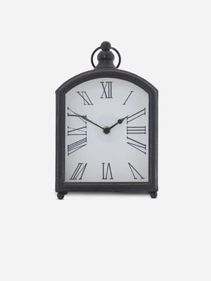 table clock arched frame iron 24x16cm