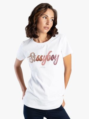 Sissy Boy Regular Fit Sequin & Bling Logo Top.
