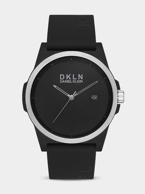 Daniel Klein Silver Plated Black Dial Black siliconee Watch