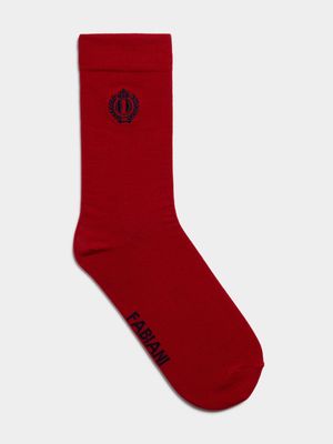 Fabiani Men's Pop Crest Red Anklet Socks