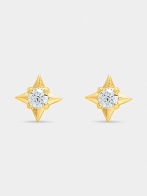 18ct Gold Plated Star Stud with Centre CZ detail