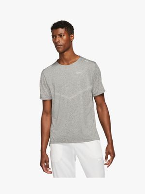 Mens Nike Dri-Fit Rise 365 Grey Short Sleeve Top