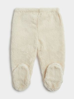 Jet Unisex Infant Baby White Fleece Leggings