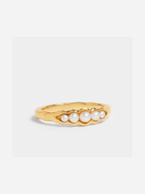 18ct Gold Plated Pearl Detail Ring
