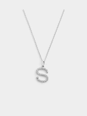 Cheté Sterling Silver Cubic Zirconia “S” Initial Pendant