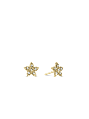 Sterling Silver & Yellow Gold, Cubic Zirconia Star Shape Stud Earrings