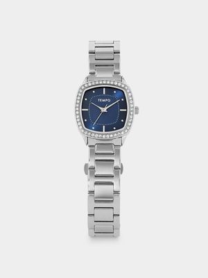Tempo Women’s Silver Plated Blue Dial Bracelet Watch