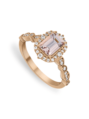 Rose Gold Diamond & Morganite Vintage Style Halo Ring