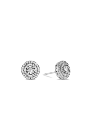 Sterling Silver Cubic Zirconia Round Double Halo Stud Earrings