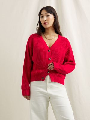 Women's Canvas Chunky Cardi Red