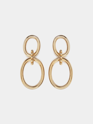 18ct Gold Plated Oval Drop Earrings