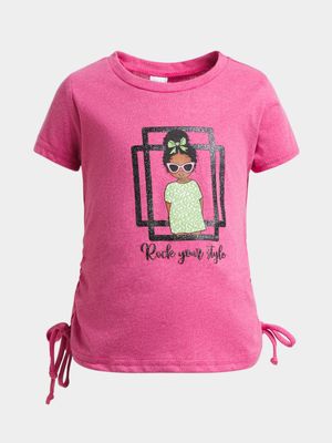 Jet Younger Girls Cerise Rouched T-Shirt