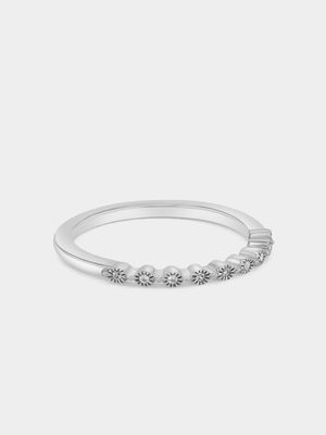 Sterling Silver Diamond & Created White Sapphire Eternity Ring