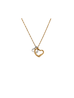 Yellow Gold & Sterling Silver Two-Toned Hearts Necklace