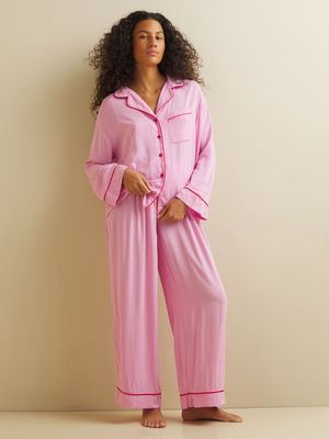 Women's Iconography Piped Long PJ Set