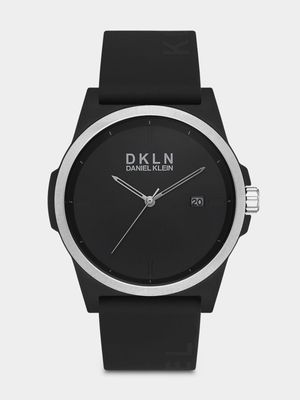 Daniel Klein Silver Plated Black Dial Black Silicone Watch