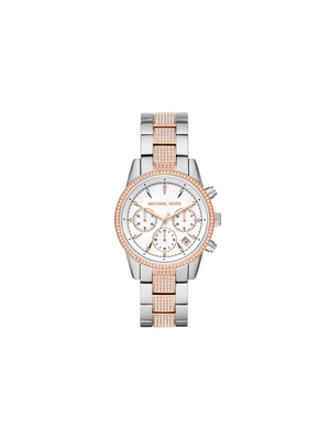 Michael Kors Ritz Silver And Rose Tone Bracelet Watch
