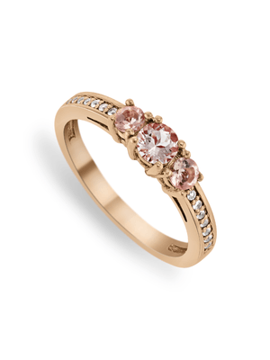 Rose Gold Diamond & Morganite Trilogy Ring