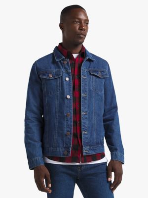 Jet Men's Mid Blue Denim Casual Jacket