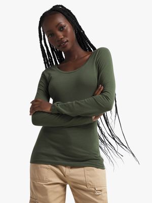 Jet Women's Green Long Sleeve Top