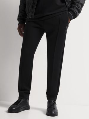 Fabiani Men's Pintuck Combo Fabric Black Sweatpants