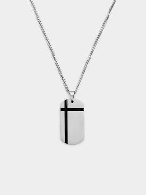 Stainless Steel Black Plated Dog Tag Pendant & Chain