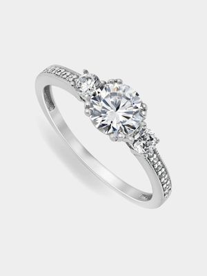 Sterling Silver & Cubic Zirconia Trilogy Ring