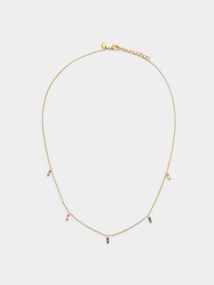 18ct Gold plated Nano stones station necklace