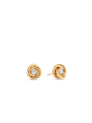 Yellow Gold, Cubic Zirconia Love knot design Stud earrings